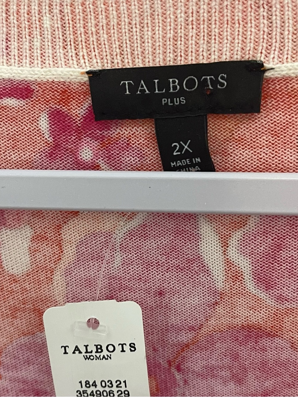 NWT Talbots Tossed Flowers Pink Orange Retro Floral Cotton Blend Sweater 2XL - Picture 7 of 8